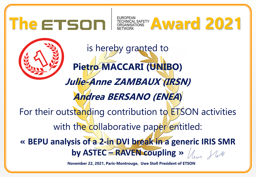 Certificate ETSON Award 2021
