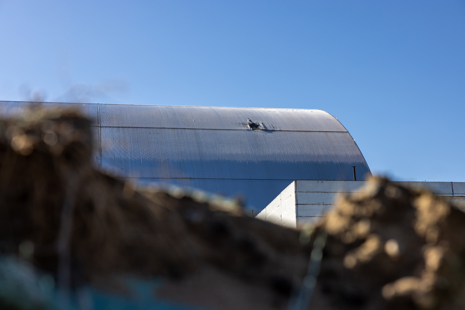 Damaged roof of the NSC as a result of a Russian drone strike.
