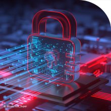 abstract picture with a virtual lock representing cyber security 