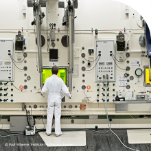 man working at the hot lab