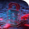 abstract picture with a virtual lock representing cyber security 